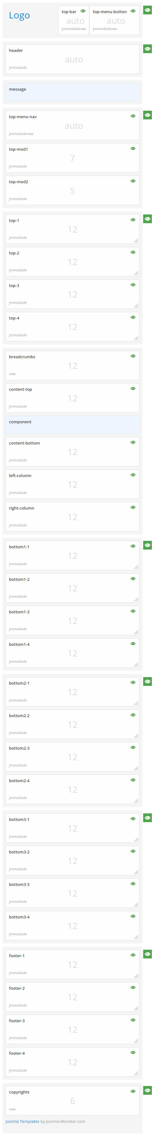 Module positions for extra small screen Module positions for extra small screen